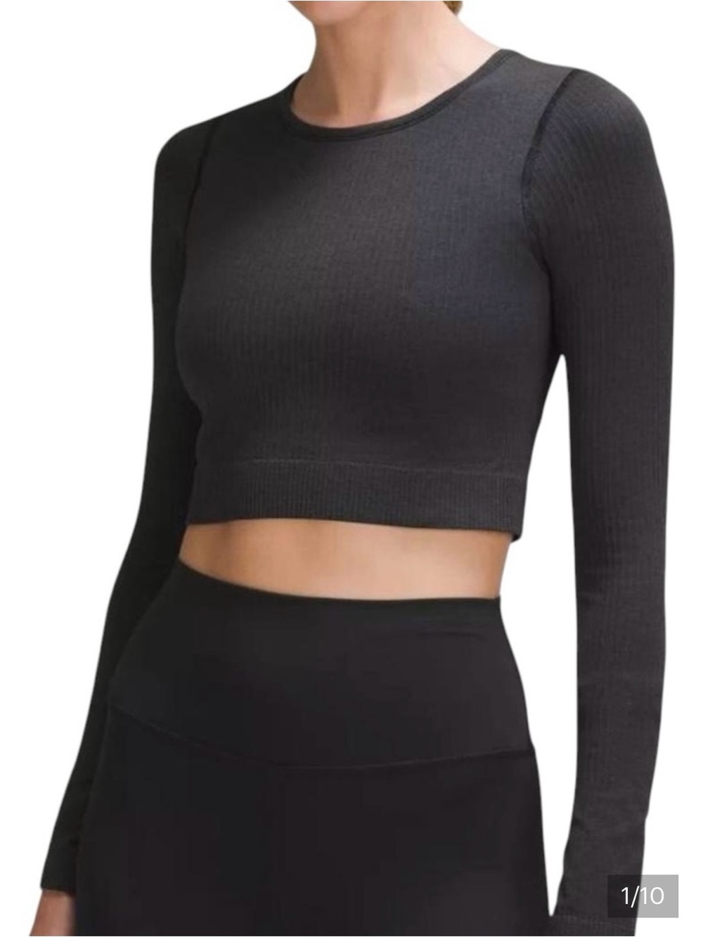 Lululemon Ebb to Street Black Ribbed Long Sleeve Crop Top
Size 8